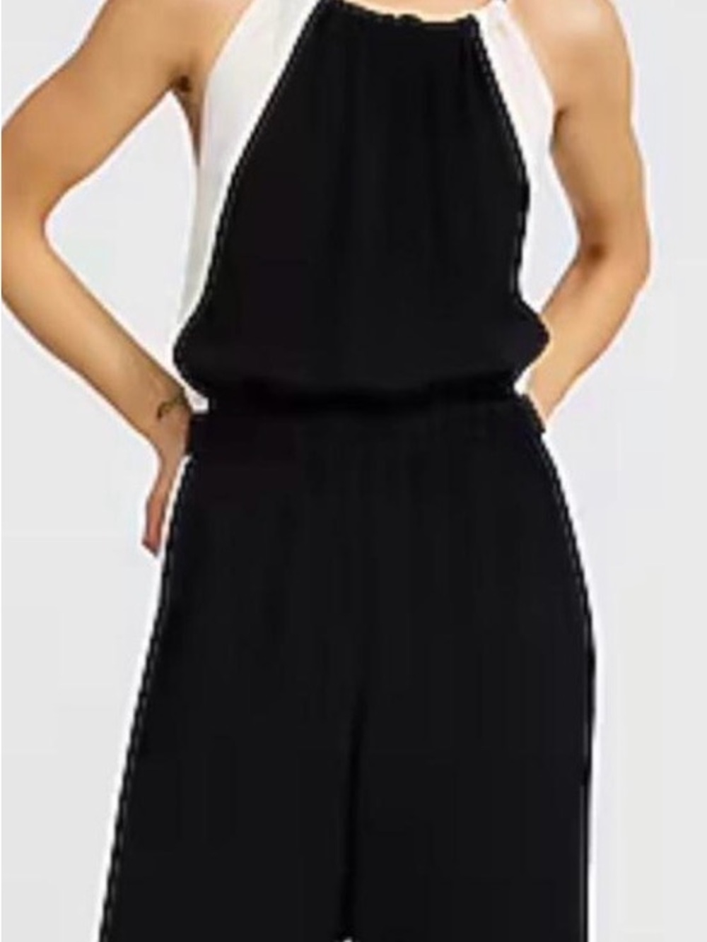 Express Black and White Halter Jumpsuit